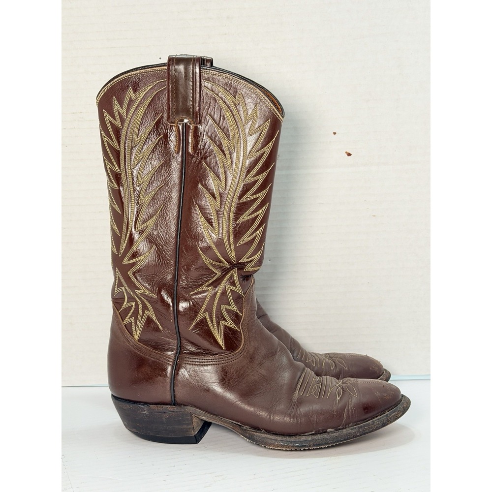 Vintage Nocona Brown Leather Western Cowboy‎ Boots USA Men's 8D